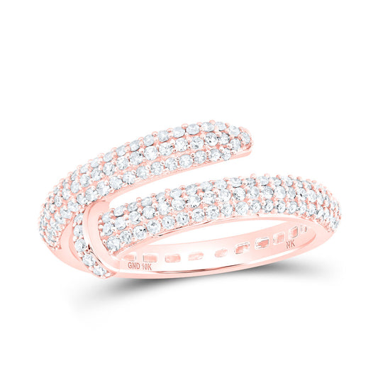 10K Yellow Or White Or Rose Gold Womens Round Diamond Spiral Band Ring , Womens Size: 5-10