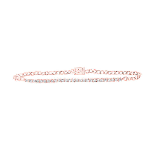 10K Rose Gold Womens Round Diamond Tennis Bracelet 3/4 Cttw