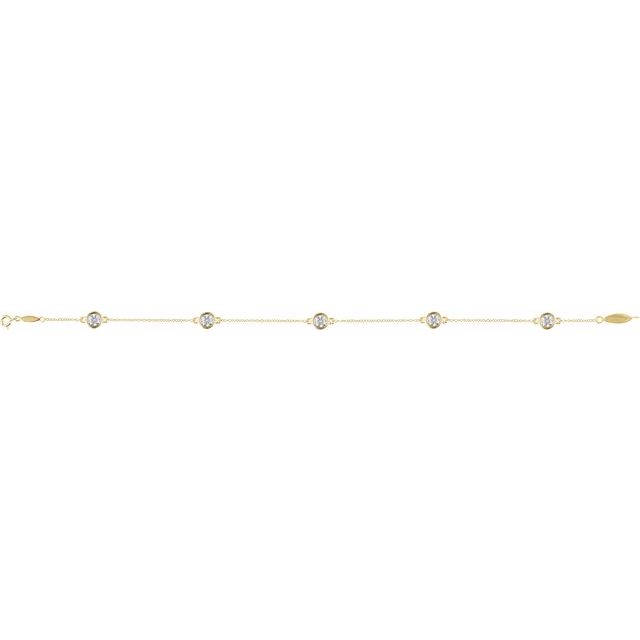14K Yellow Or White Gold Round  2.5Mm  Vs, F+ 7 In Polished Station Bracelet