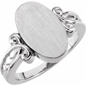 Sterling Silver Oval 15.2 X 9.2 Mm Brush Polished Signet Ring Size 7