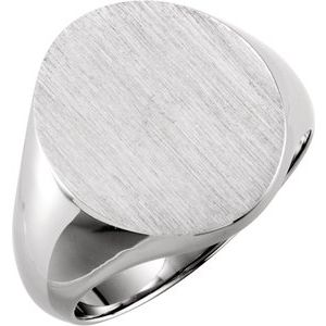 14K White Gold 18 X 16 Mm Brush Polished Signet Ring Size 10