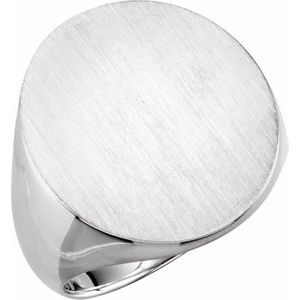 14K White Gold 22 X 20 Mm Brush Polished Signet Ring Size 10