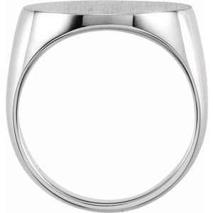 14K White Gold 22 X 20 Mm Brush Polished Signet Ring Size 10