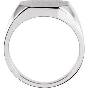 Sterling Silver 14 X 12 Mm Brush Polished Signet Ring Size 10