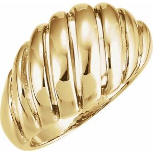 10K Yellow Gold 11.5 Mm Polished Dome Ring Size 6