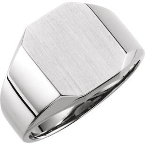 Sterling Silver 14 X 12 Mm Brush Polished Signet Ring Size 10