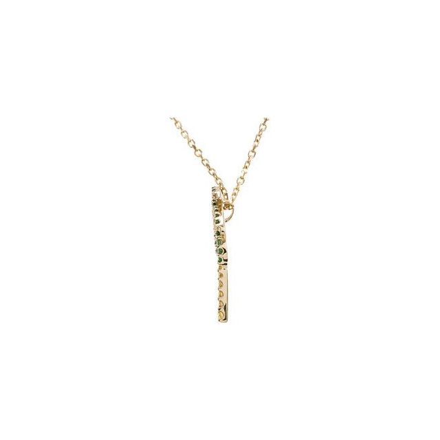 14K Yellow Gold 19 X 15.25 Mm 18 In Polished Natural Tsavorite Garnet And Natural Yellow Sapphire Palm Tree Necklace