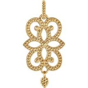 14K Yellow Gold Granulated Design Pendant
