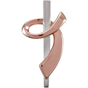 14K White/Rose Gold 28.5 X 14.3 Mm Polished Ribbon Of Courage Pendant