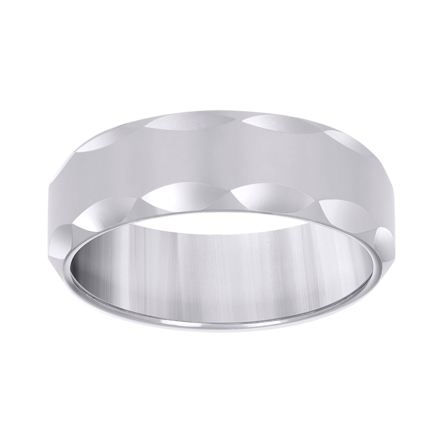 Tungsten Plain Mens Comfort-fit 8mm Sizes 7 - 14 Bridal Anniversary Engagement Wedding Band with Faceted Edges