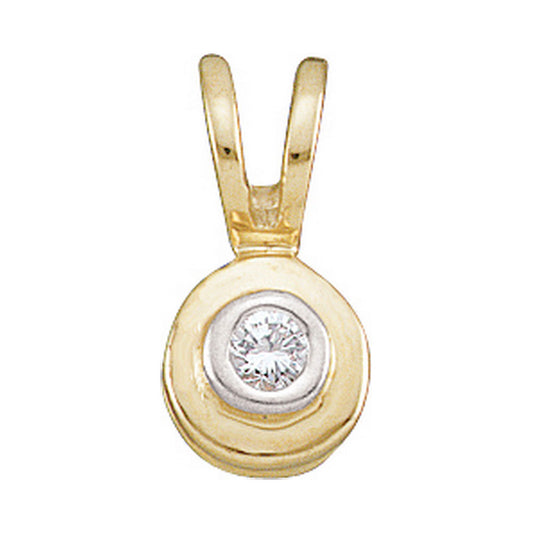 10K Yellow Gold Womens Round Diamond Solitaire Circle Pendant .03 Cttw