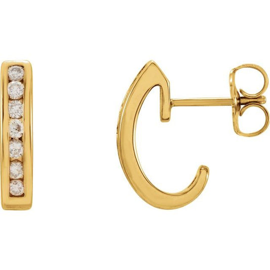14K Yellow Gold 1.7 Mm Round Friction Back Polished 1/4 Ctw Natural Diamond Earrings