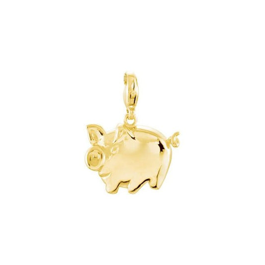 14K Yellow Gold 12.8 X 15.5 Mm Polished Pig Charm/Pendant