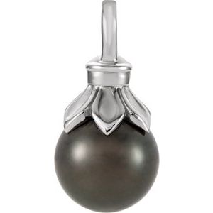14K White Gold Pearl 12 Mm Tahitian Cultured Pearl Pendant