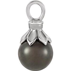 14K White Gold Pearl 12 Mm Tahitian Cultured Pearl Pendant