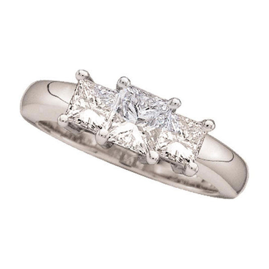 14K White Gold Princess Diamond 3-stone Bridal Wedding Engagement Ring 3/4 Cttw, Womens Size: 5-10