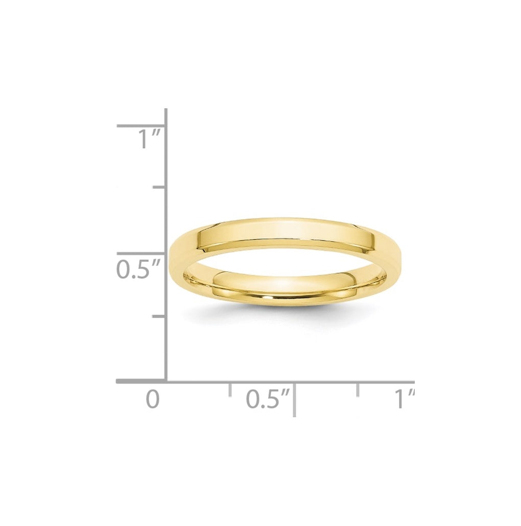 10K Yellow Or White Gold Beveled Edge Comfort Fit Wedding Band