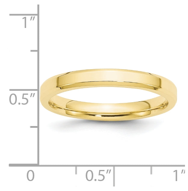 10k Yellow Gold 3mm Beveled Edge Comfort Fit Wedding Band Size 4.5