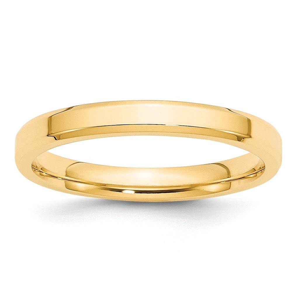 10k Yellow Gold 3mm Beveled Edge Comfort Fit Wedding Band Size 4.5