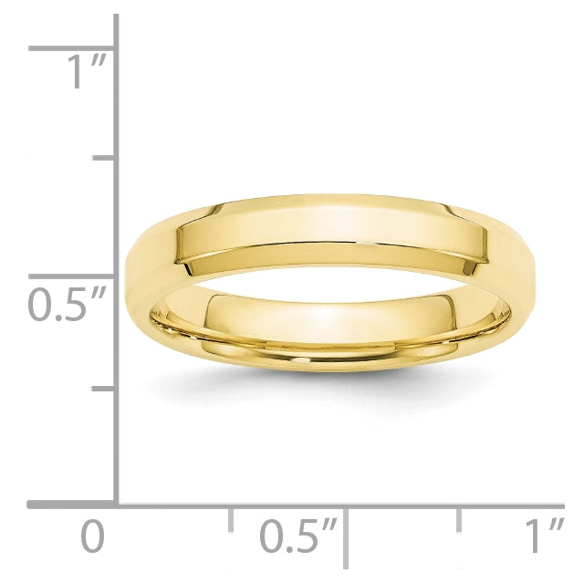10k Yellow Gold 4mm Beveled Edge Comfort Fit Wedding Band Size 4