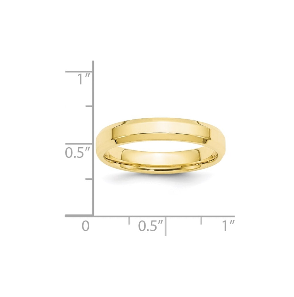 10K Yellow Or White Gold Beveled Edge Comfort Fit Wedding Band