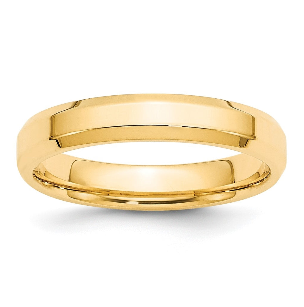 10k Yellow Gold 4mm Beveled Edge Comfort Fit Wedding Band Size 5.5