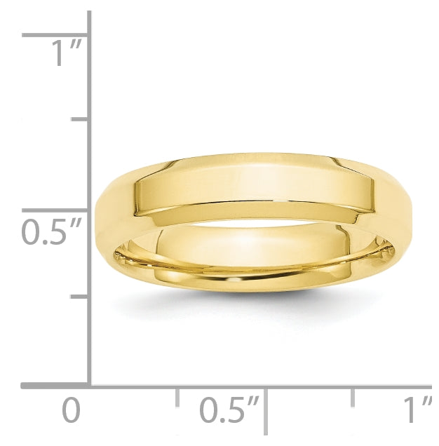 10k Yellow Gold 5mm Beveled Edge Comfort Fit Wedding Band Size 4