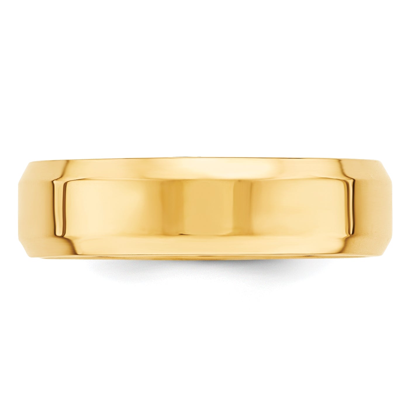 10k Yellow Gold 6mm Beveled Edge Comfort Fit Wedding Band Size 4