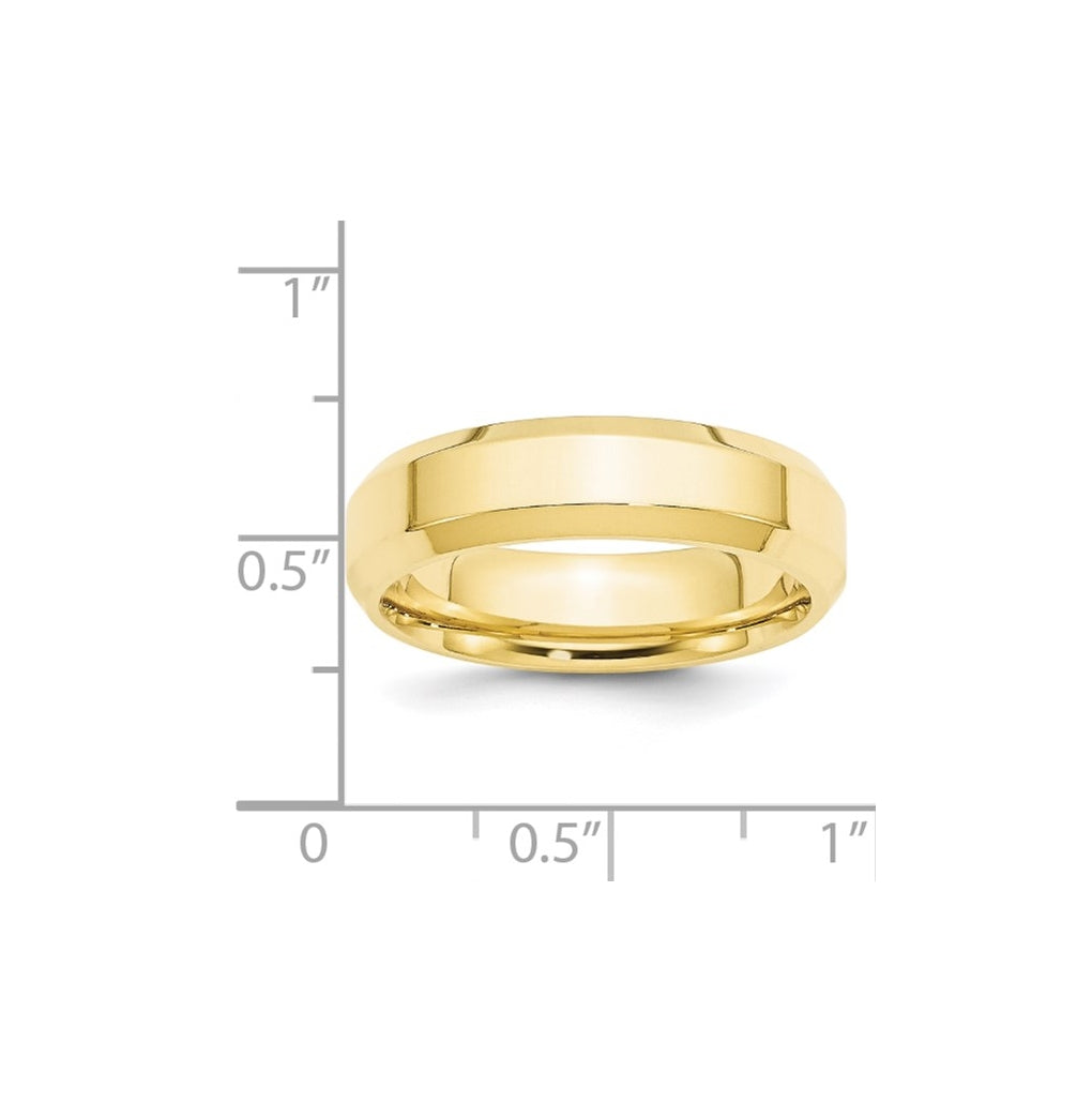 10K Yellow Or White Gold Beveled Edge Comfort Fit Wedding Band