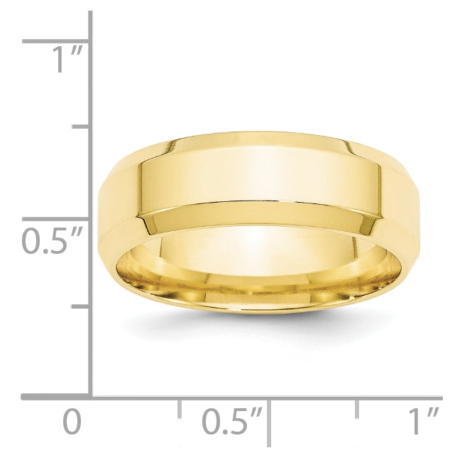 10k Yellow Gold 7mm Beveled Edge Comfort Fit Wedding Band Size 5