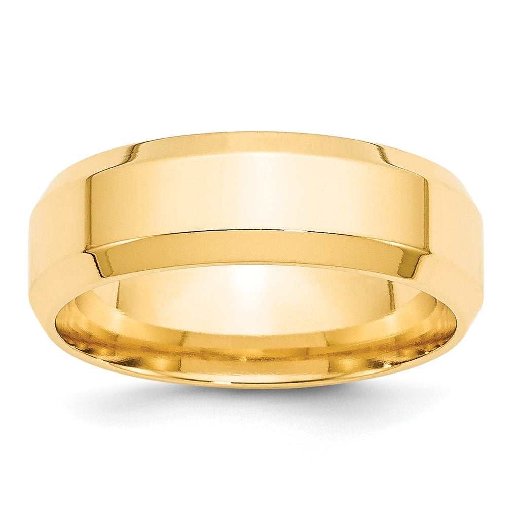 10k Yellow Gold 7mm Beveled Edge Comfort Fit Wedding Band Size 4.5
