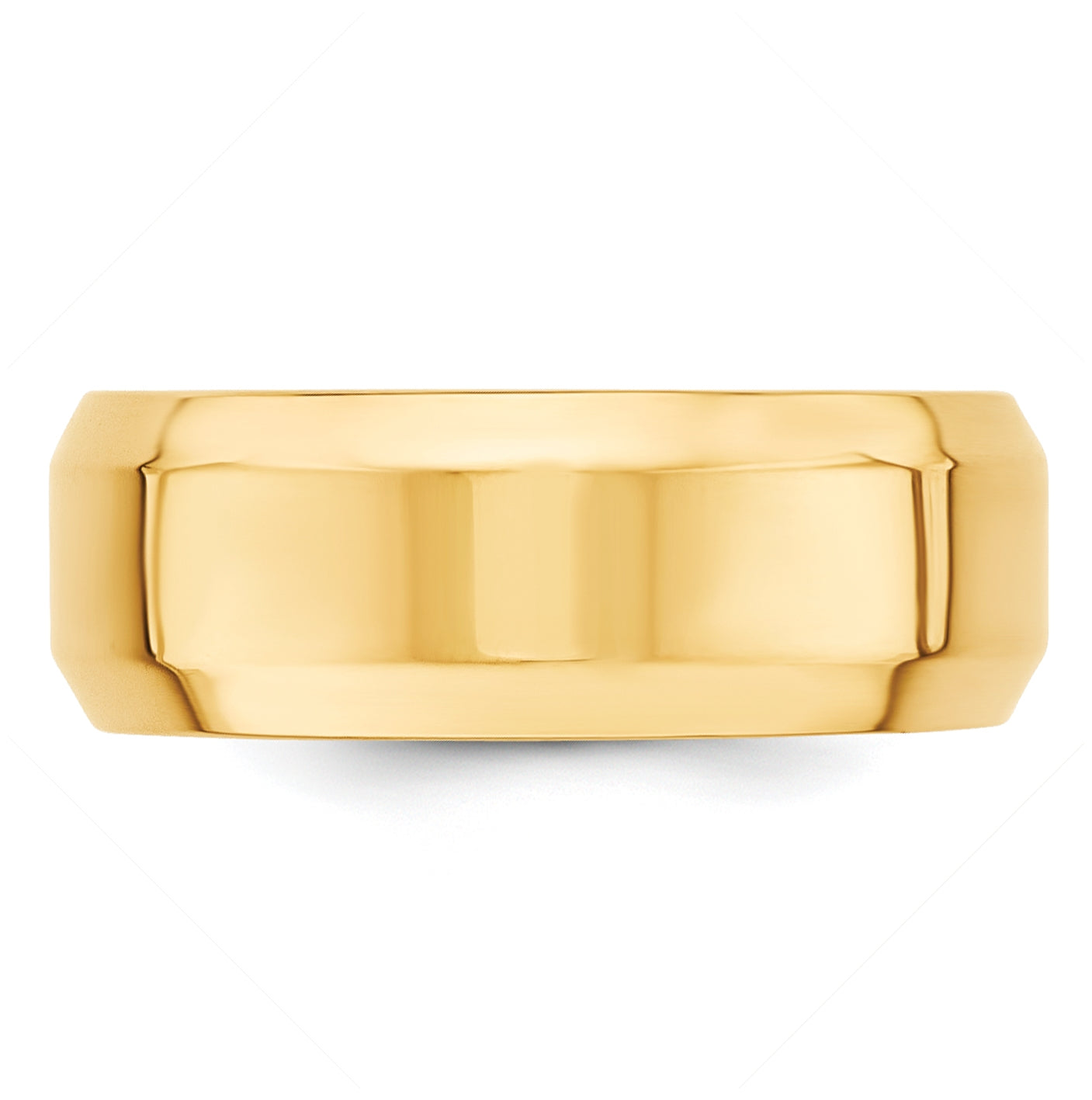 10k Yellow Gold 8mm Beveled Edge Comfort Fit Wedding Band Size 5