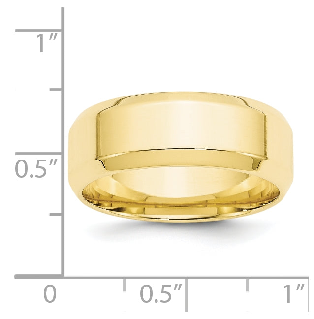 10k Yellow Gold 8mm Beveled Edge Comfort Fit Wedding Band Size 4.5