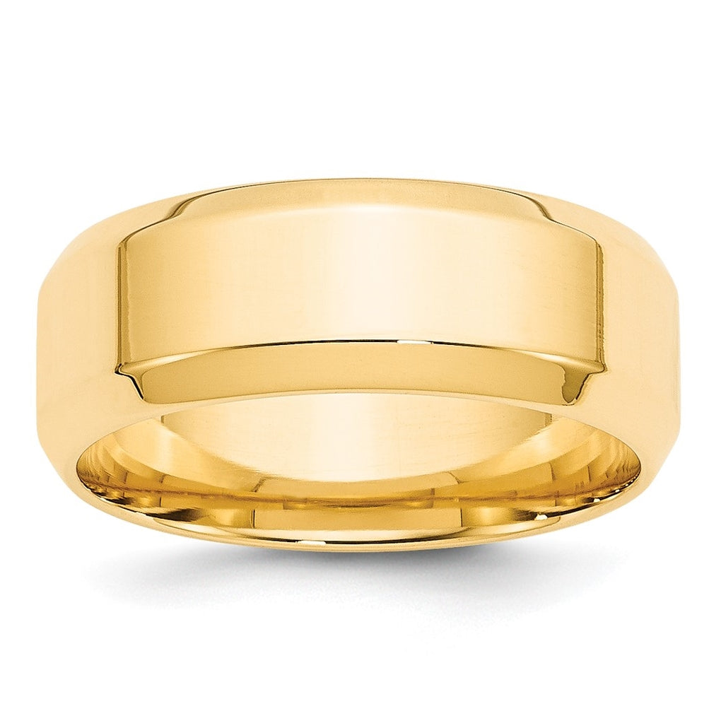 10k Yellow Gold 8mm Beveled Edge Comfort Fit Wedding Band Size 5