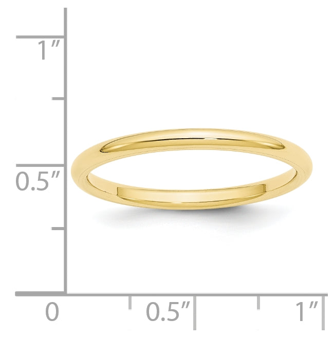 10k Yellow Gold 2mm Standard Weight Comfort Fit Wedding Band Size 5