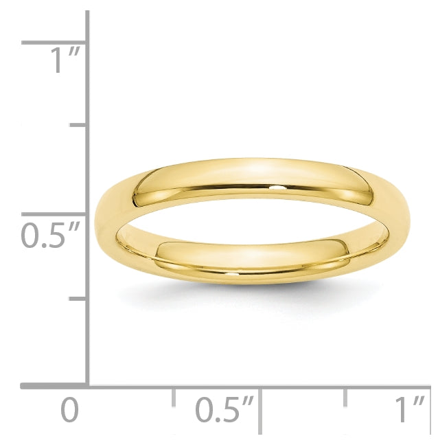10k Yellow Gold 3mm Standard Weight Comfort Fit Wedding Band Size 4