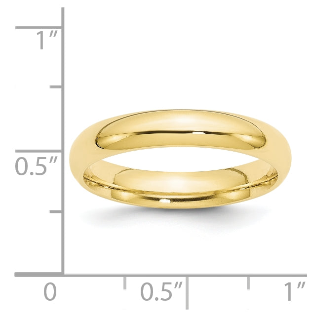 10k Yellow Gold 4mm Standard Weight Comfort Fit Wedding Band Size 5