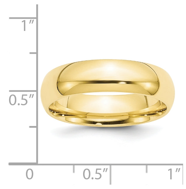 10k Yellow Gold 6mm Standard Weight Comfort Fit Wedding Band Size 5
