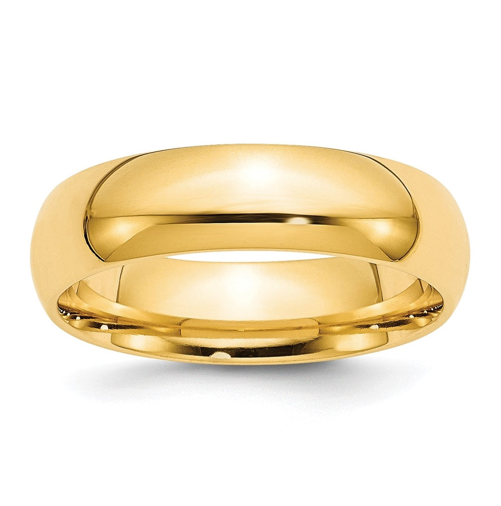 10k Yellow Gold 6mm Standard Weight Comfort Fit Wedding Band Size 5