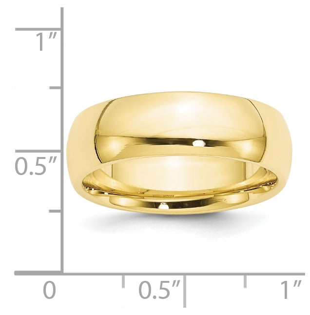 10k Yellow Gold 7mm Standard Weight Comfort Fit Wedding Band Size 4.5