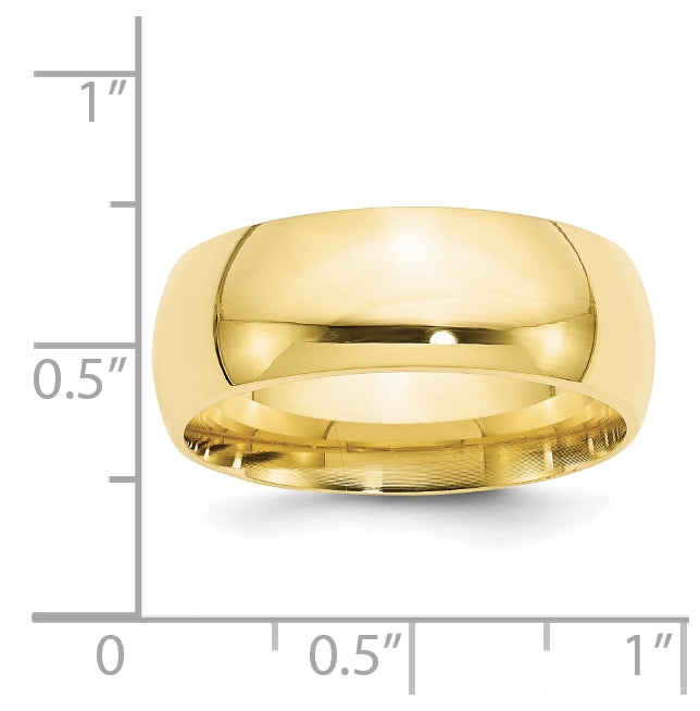 10k Yellow Gold 8mm Standard Weight Comfort Fit Wedding Band Size 4