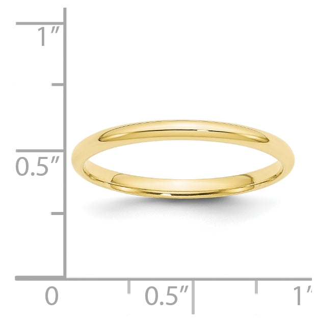 10k Yellow Gold 2mm Lightweight Comfort Fit Wedding Band Size 4