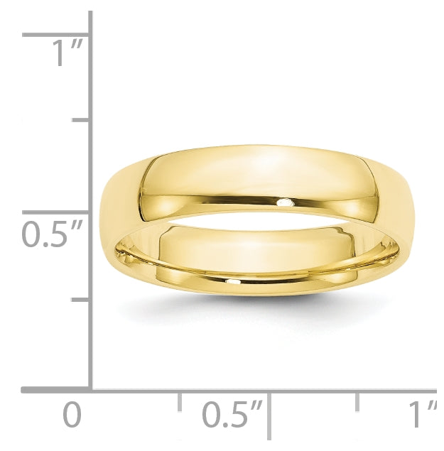 10k Yellow Gold 5mm Lightweight Comfort Fit Wedding Band Size 5.5
