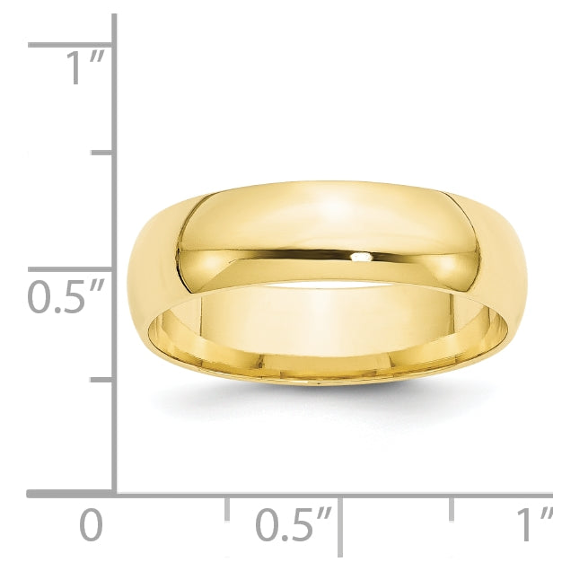 10k Yellow Gold 6mm Lightweight Comfort Fit Wedding Band Size 5