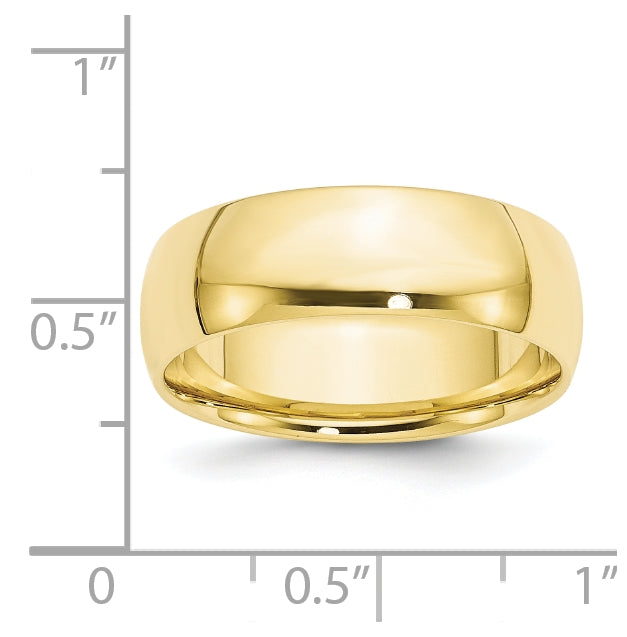 10k Yellow Gold 7mm Lightweight Comfort Fit Wedding Band Size 5
