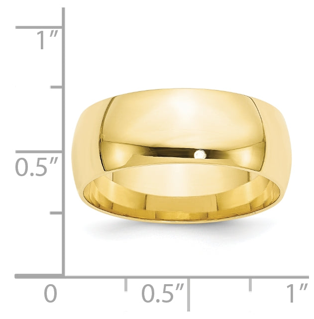 10k Yellow Gold 8mm Lightweight Comfort Fit Wedding Band Size 5
