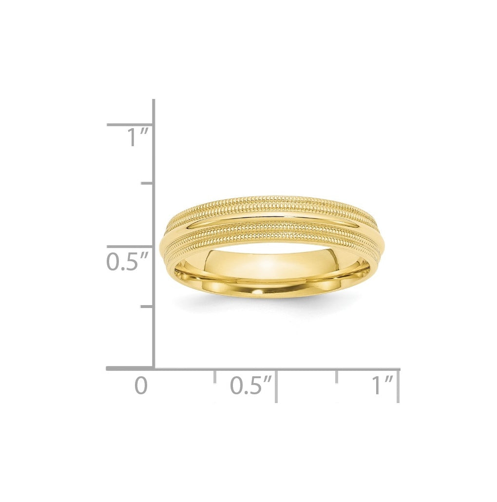 10k Yellow Or White Gold Double Milgrain Comfort Fit Wedding Band