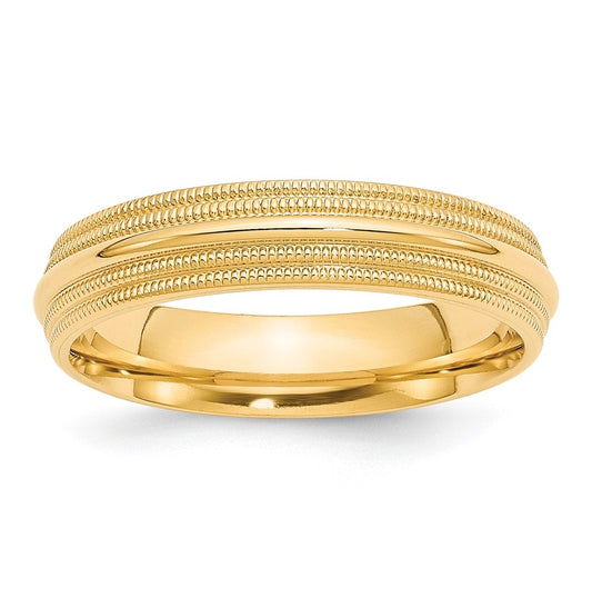10k Yellow Or White Gold Double Milgrain Comfort Fit Wedding Band