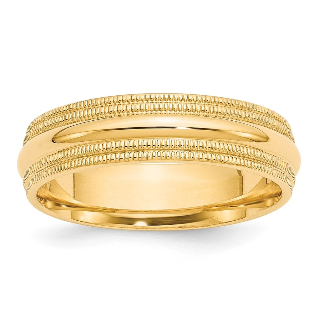 10k Yellow Or White Gold Double Milgrain Comfort Fit Wedding Band
