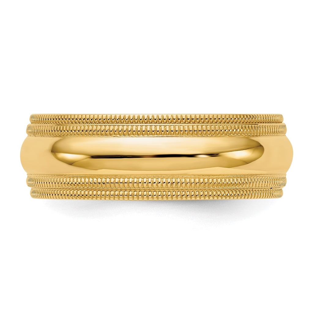 10k Yellow Or White Gold Double Milgrain Comfort Fit Wedding Band
